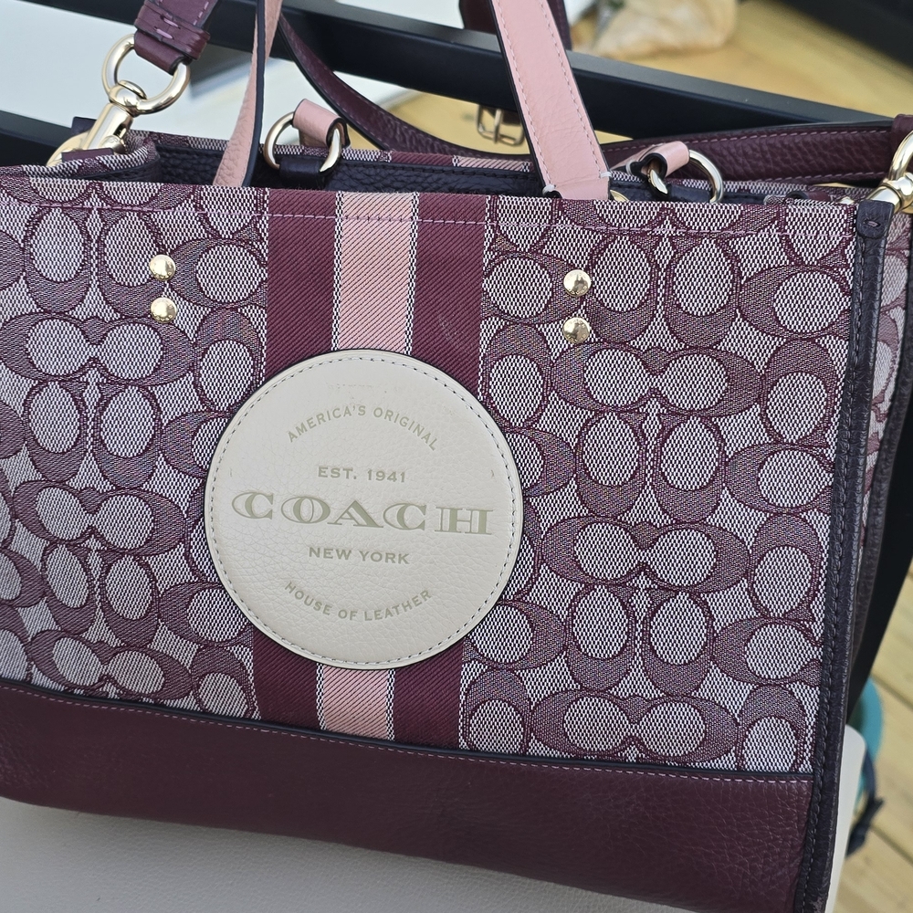 Coach Maroon and Light Pink Satchel